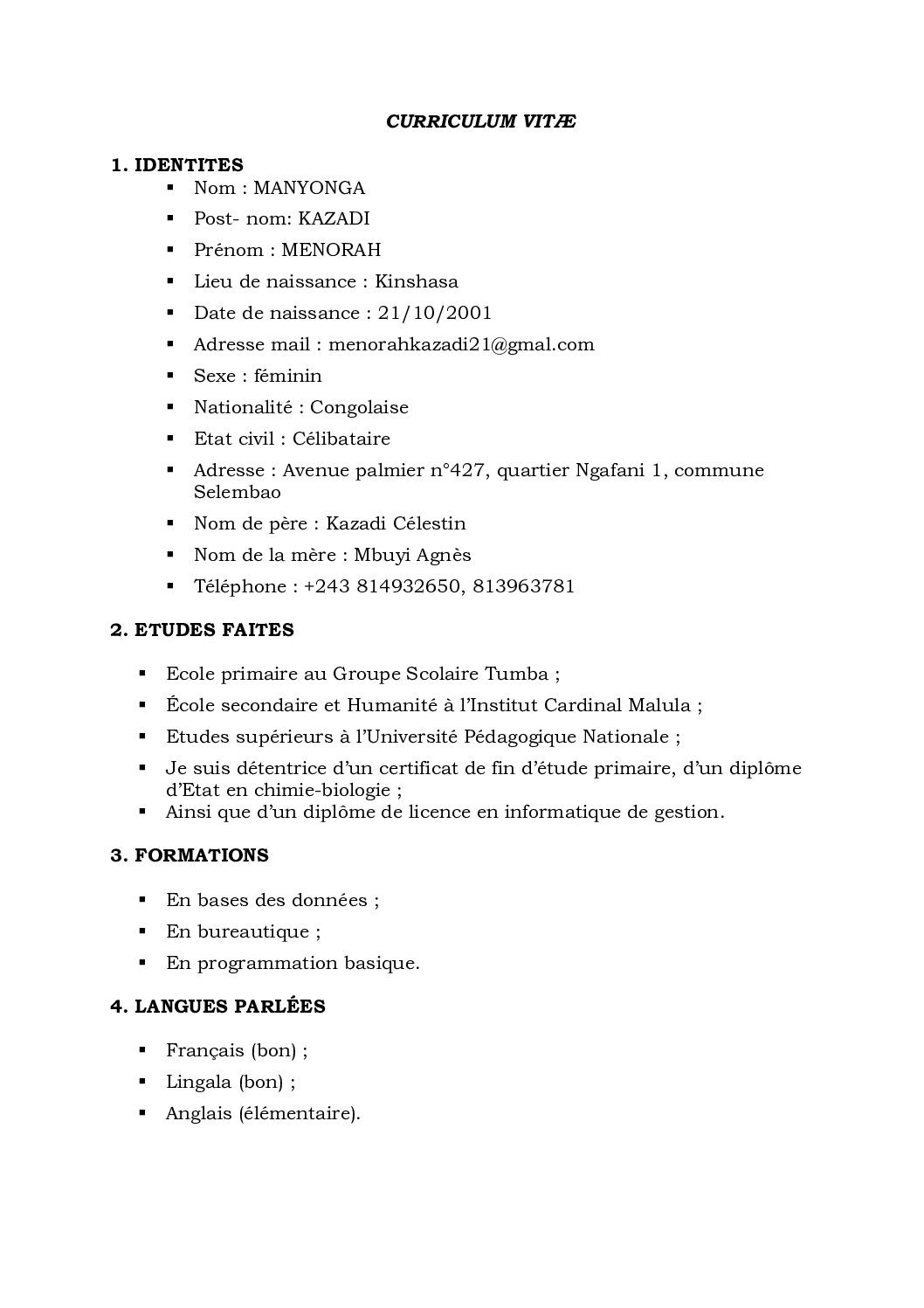 CURRICULUM VITÆ en informatique_120057