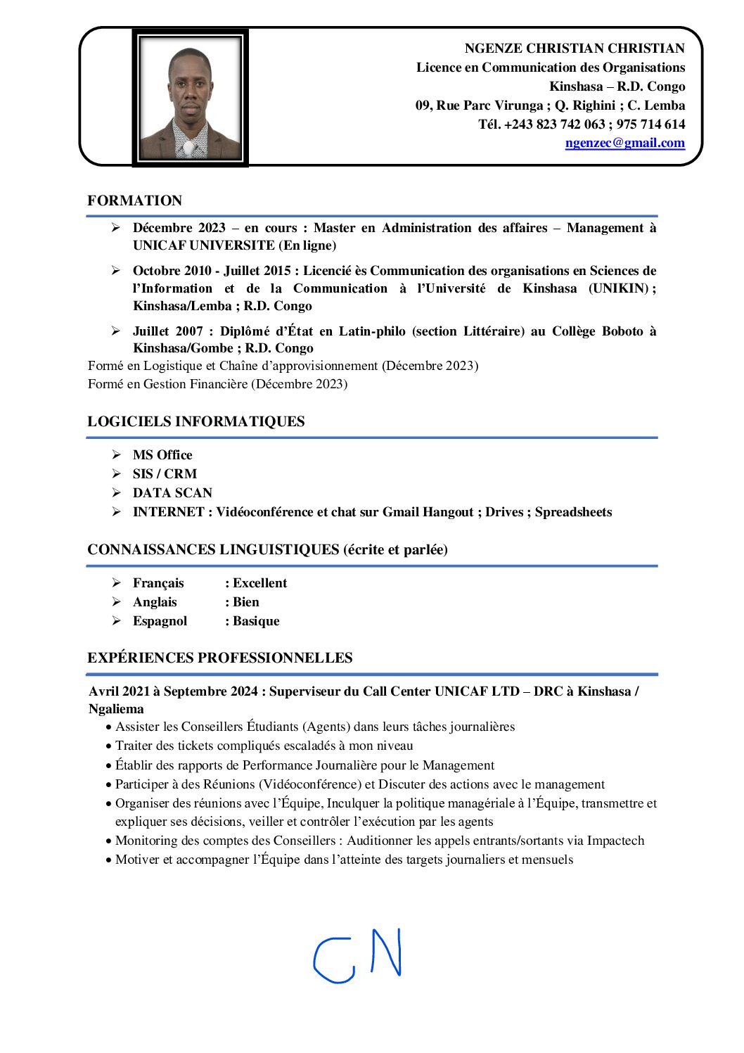 CV détaillé_Christian Ngenze_190125
